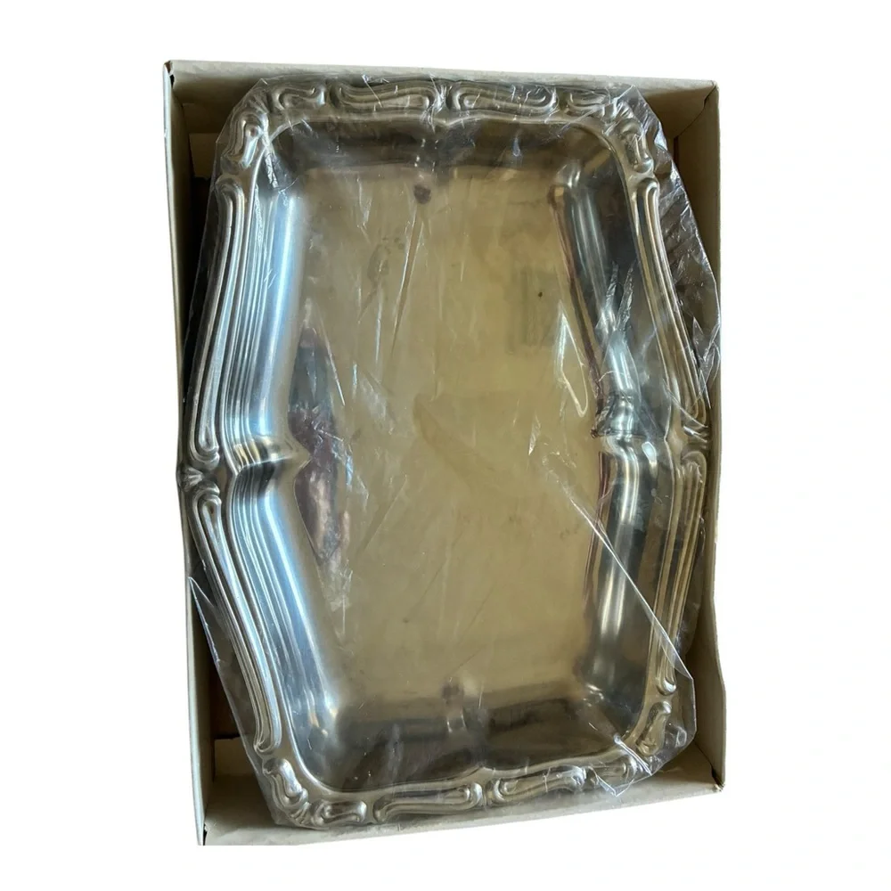 NIB Tramontina Brazil Barroco Stainless Serving‎ Tray